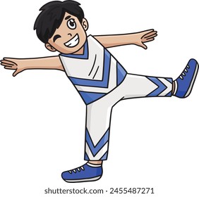 Cheerleading Boy Cheerleader Stretching Clipart