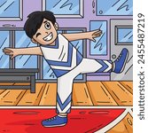 Cheerleading Boy Cheerleader Stretching Colored 