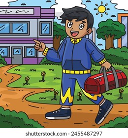 Cheerleading Boy Cheerleader Walking Colored 