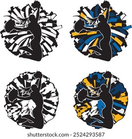 Cheerleading, Cheer Leader, Cheer Pom Poms Silhouette Files