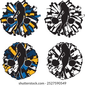 Cheerleading, Cheer Leader, Cheer Pom Poms Silhouette Files