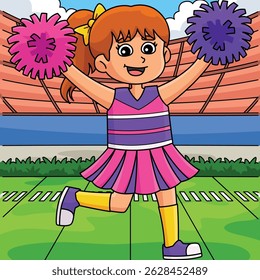 Cheerleading Female Cheerleader Colored Cartoon 