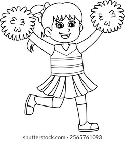 Cheerleading Female Cheerleader Isolated Coloring 