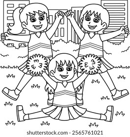 Cheerleading Female Cheerleader Squad Coloring