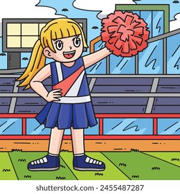 Cheerleading Girl Cheerleader Colored Cartoon 