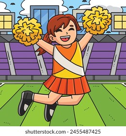 Cheerleading Girl Cheerleader Jumping Colored