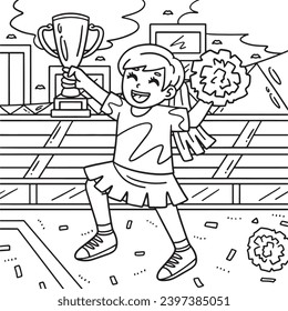 Cheerleading Girl Cheerleader with Trophy Coloring