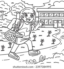 Cheerleading Girl Cheerleader Walking Coloring 