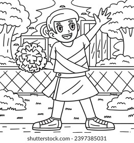 Cheerleading Girl Cheerleader Waving Coloring Page
