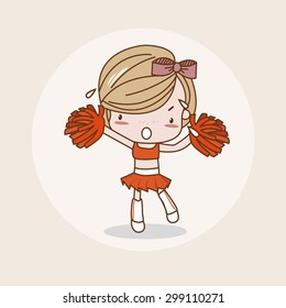 Cheerleading Girl / Lady / Woman Isolated Vector / Image / Illustration / Drawing / Cartoon / Animation