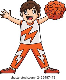 Cheerleading Happy Boy Cheerleader Waving Clipart