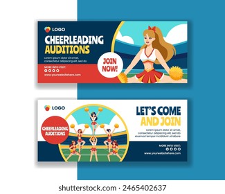 Cheerleading Horizontal Banner Flat Cartoon Hand Drawn Templates Background Illustration