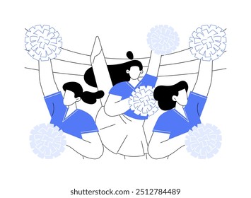 Cheerleading isolated cartoon vector illustrations. Group of student cheerleaders in action on the stadium, smiling girls dancing at football field, teenage active lifestyle vector cartoon.