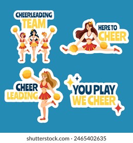 Cheerleading Label Flat Cartoon Hand Drawn Templates Background Illustration