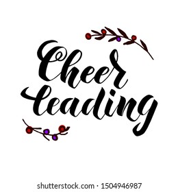 Cheerleading lettering. Logotype  with decoratve elements. Vector illustration for banner, promotion, signboard, poster, advertising. 