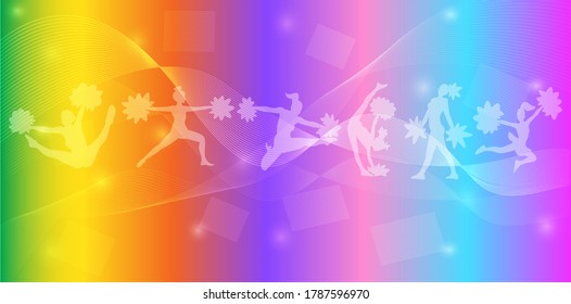 Cheerleading Logo Design. Colorful Sport Background. Website Landing Page. Template For Apps. Vector Illustration.