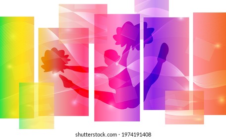 Cheerleading logo design. Colorful sport background. Website Landing Page. Template for apps. Modern geometric. Vector illustration.