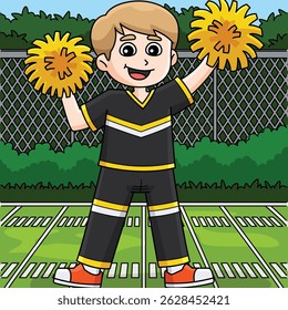 Cheerleading Male Cheerleader Colored Cartoon 