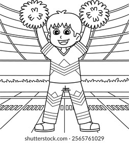 Cheerleading Male Cheerleader Touchdown Coloring 