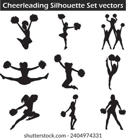 Cheerleading Silhouettes, Cheer Silhouette Bundle, Pom Pom