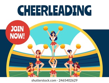 Cheerleading Social Media Background Illustration Flat Cartoon Hand Drawn Templates