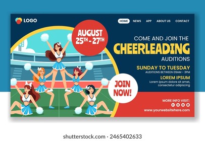 Cheerleading Social Media Landing Page Cartoon Hand Drawn Templates Background Illustration