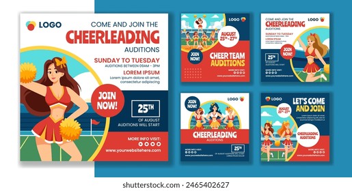 Cheerleading Social Media Post Flat Cartoon Hand Drawn Templates Background Illustration