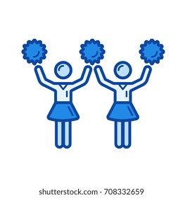 Cheerleading vector line icon isolated on white background. Cheerleading line icon for infographic, website or app. Blue icon designed on a grid system.