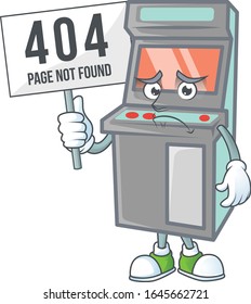 cheerless face arcade game machine mascot style design raised up a board
