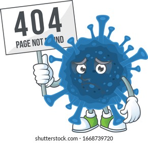 cheerless face coronavirus desease mascot style design raised up a board