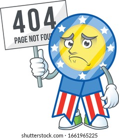 cheerless face USA medal mascot style design raised up a board