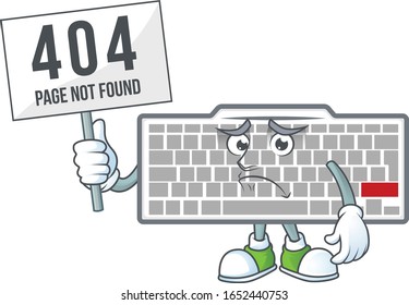 cheerless face white keyboard mascot style design raised up a board
