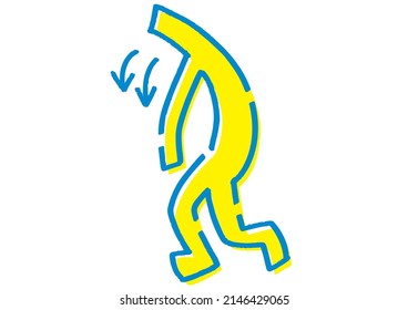 cheerless stick figure. Hand-drawn vector data.
