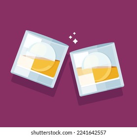 Cheers alcohol glasses vector illustration