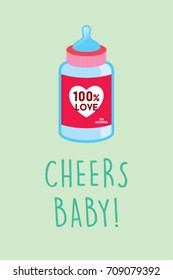 cheers baby milk beer bottle vector
