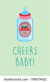 cheers baby milk beer bottle vector