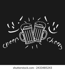 Salud. Cerveza. Alcohol. Ilustración vectorial. Para web y negocios. Ahorra agua, bebe cerveza. Silueta de un vaso de cerveza