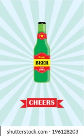 cheers beer bottle poster illustration