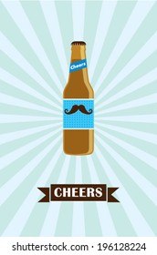 cheers beer bottle poster illustration