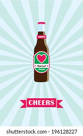 cheers beer bottle poster illustration
