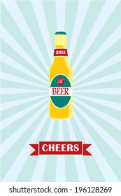 cheers beer bottle poster illustration