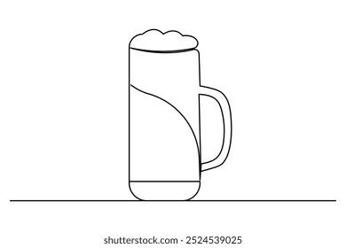 Cheers beer glasses continuous line drawing of isolate outline simple new years vector icon