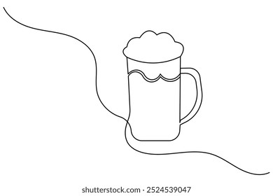 Cheers beer glasses continuous line drawing of isolate outline simple new years vector icon