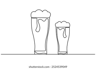 Cheers beer glasses continuous line drawing of isolate outline simple new years vector icon