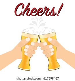 cheers beer glasses vector illustration