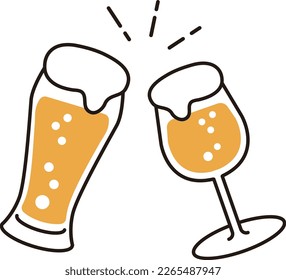 Cheers with beer. beer icon. Design used in taverns and pubs.