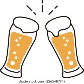 Cheers with beer. beer icon. Design used in taverns and pubs.