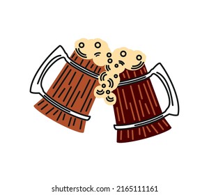 cheers beer mugs icon isolated