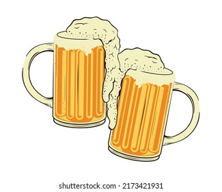 cheers beer mugs icon isolated
