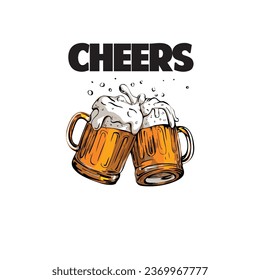 Ilustración vectorial de los cerdos de cerveza Cheer Mugs 